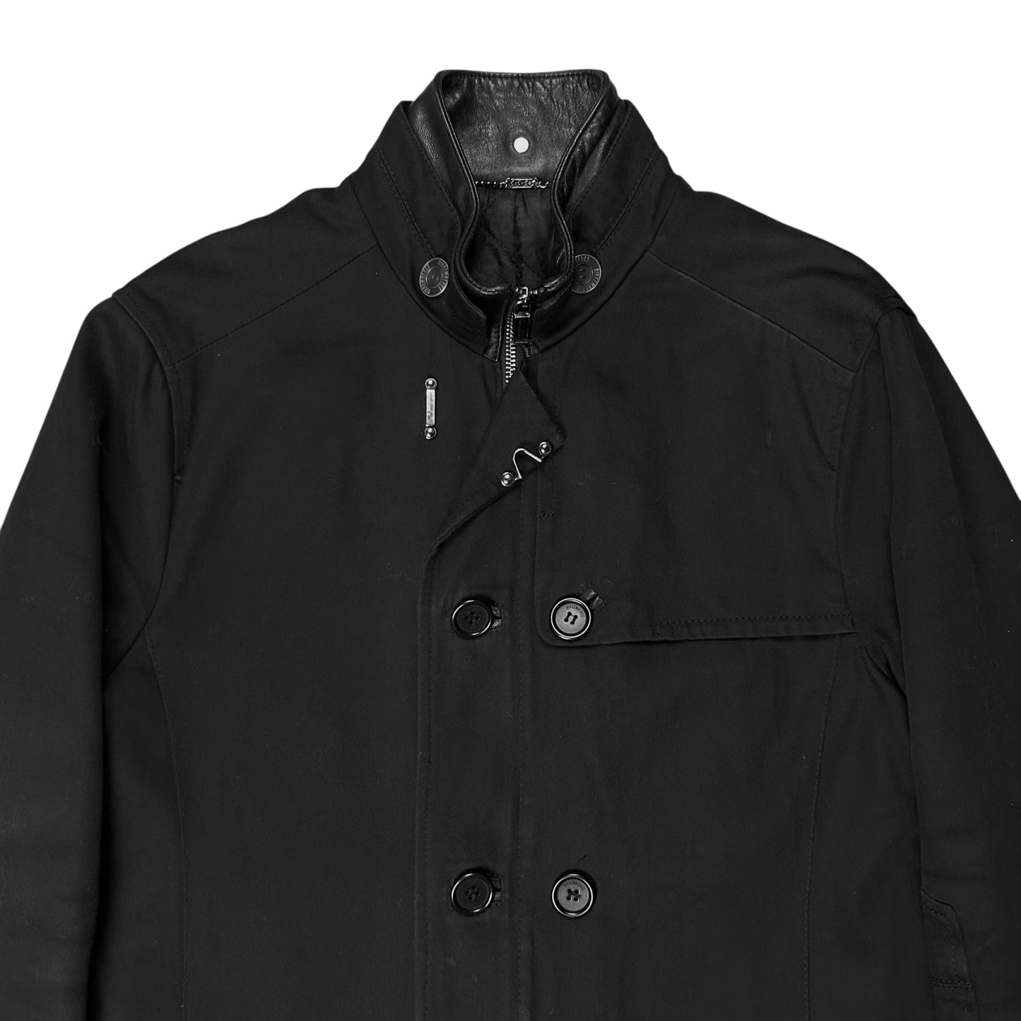 Dirk Bikkembergs Multi Button Double Leather Collar Car Coat - AW09