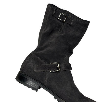 Jil Sander Dual Belted Suede Biker Boots - AW07
