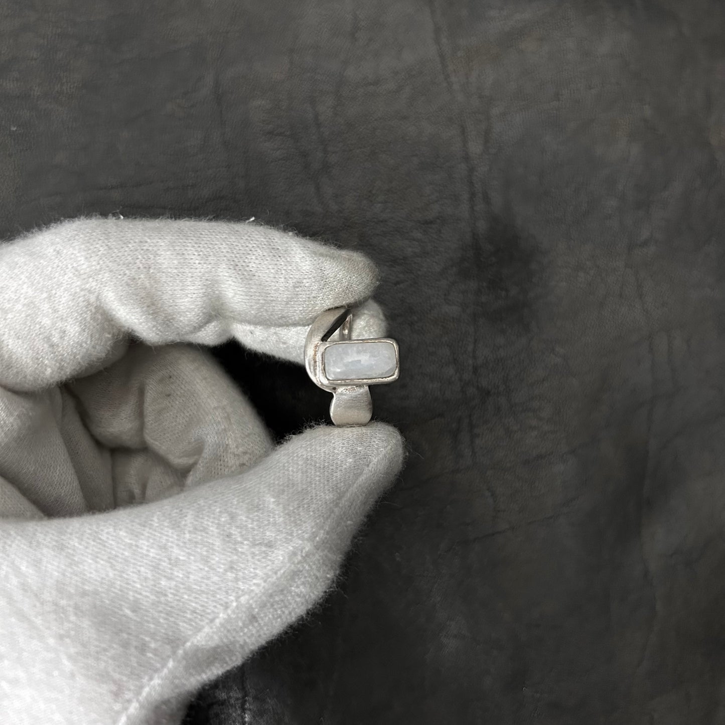 Wrapped Rectangular Moon Stone Ring