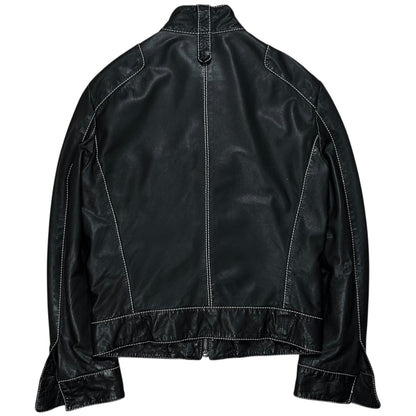 Dirk Bikkembergs Contrast Stitch Sheep Leather Jacket