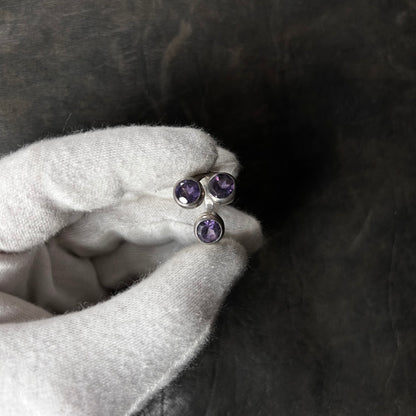 Three Dot Amethyst Stone Ring