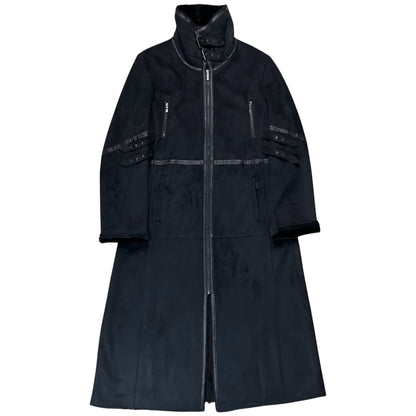 Balmain Multi Strap Faux Suede Coat - 90s