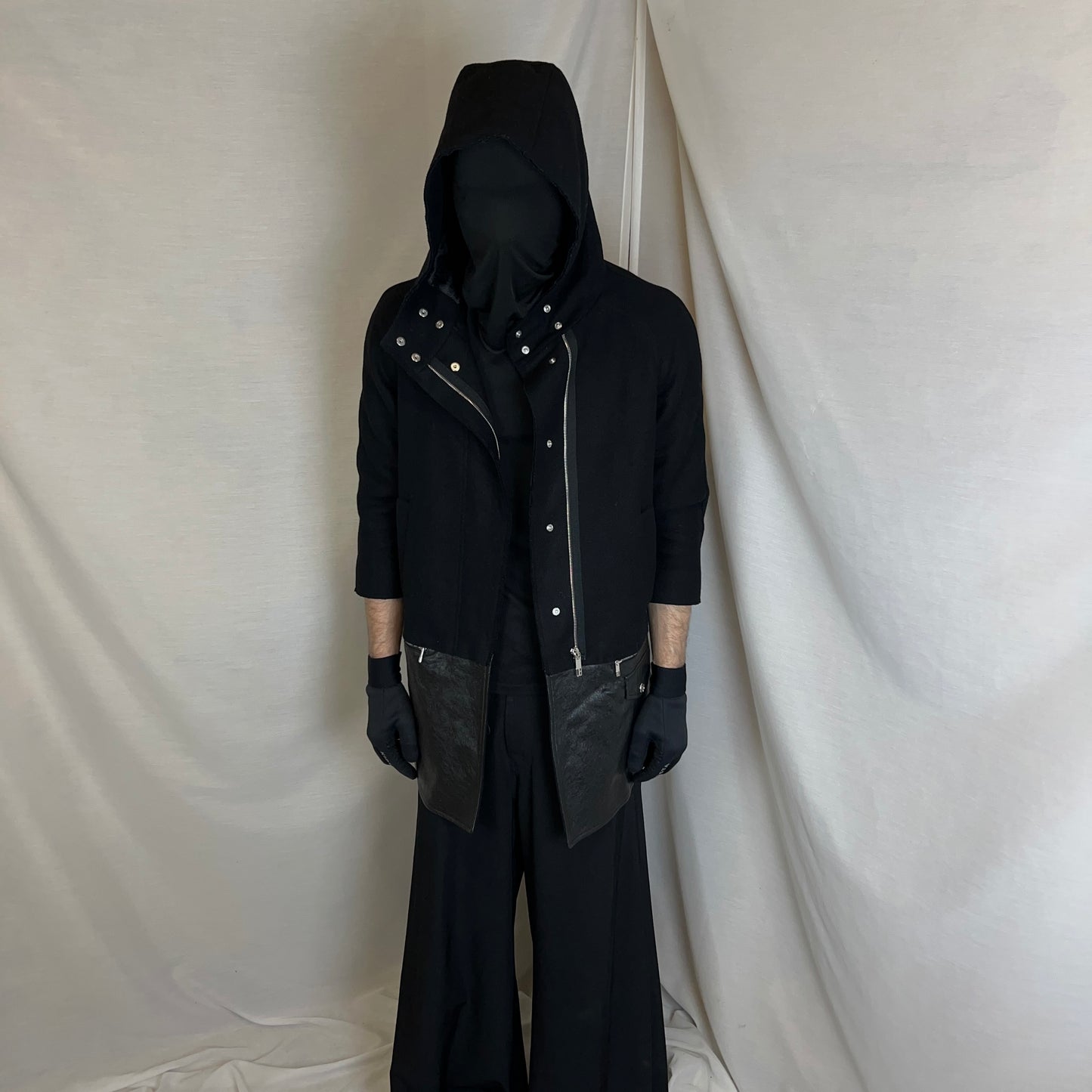 Dirk Bikkembergs Hooded Leather Hem Wool Parka