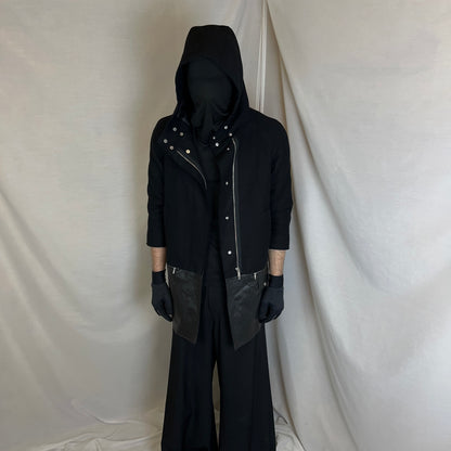 Dirk Bikkembergs Hooded Leather Hem Wool Parka