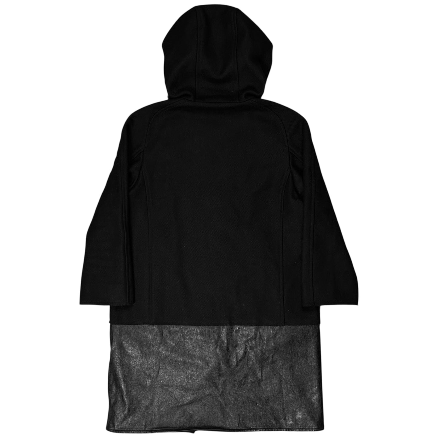 Dirk Bikkembergs Hooded Leather Hem Wool Parka