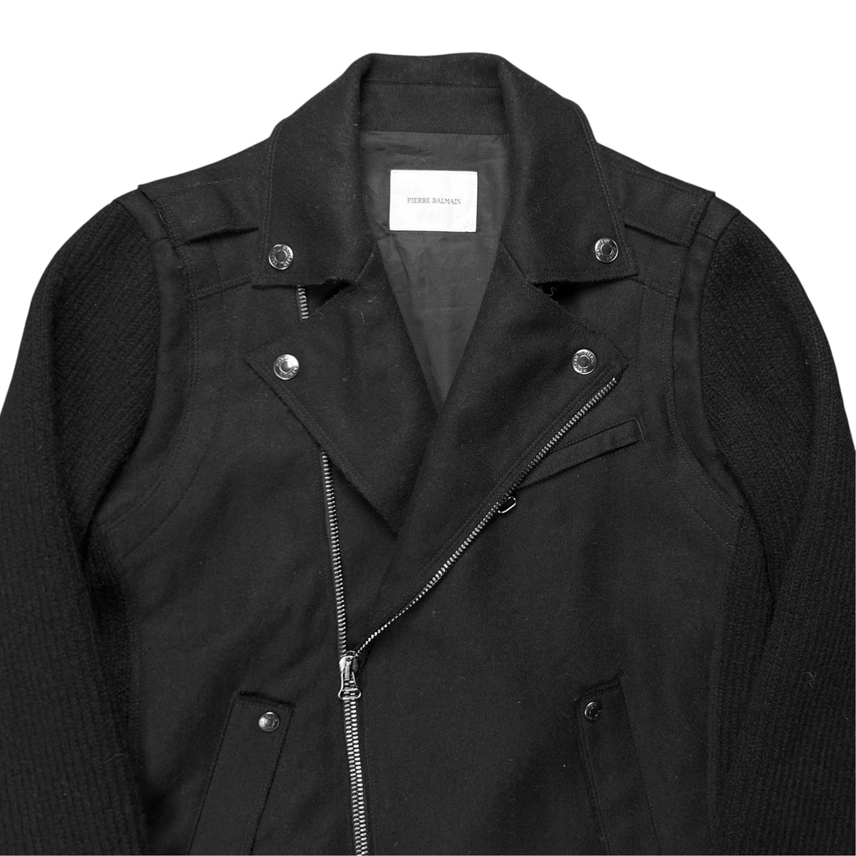 Pierre Balmain Rib Sleeve Wool Perfecto Jacket - AW10