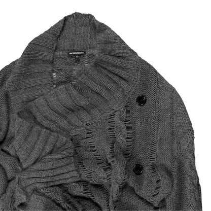 Ann Demeulemeester Asymmetric Buttoned Strap Alpaca Knit Sweater - AW10