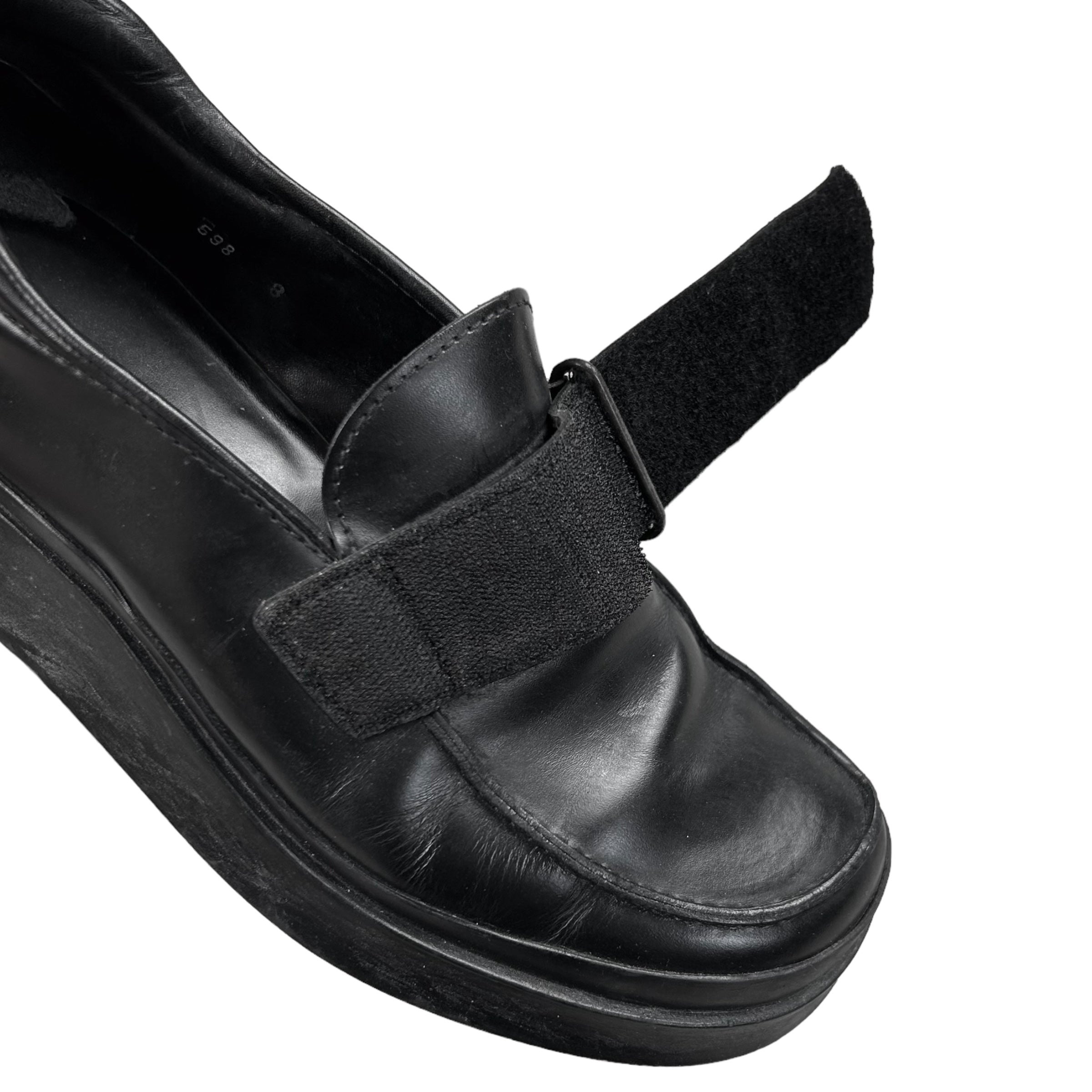 Prada Chunky Velcro Strap Derbies Black Vertical Rags