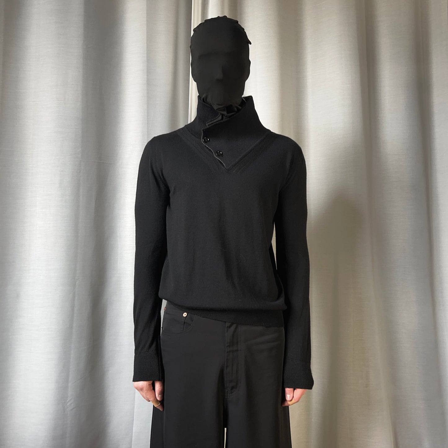 Dior Homme Buttoned Fold Neck Wool Sweater - AW09