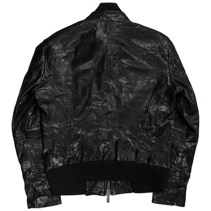 Dirk Bikkembergs Waxed Leather Bomber Jacket