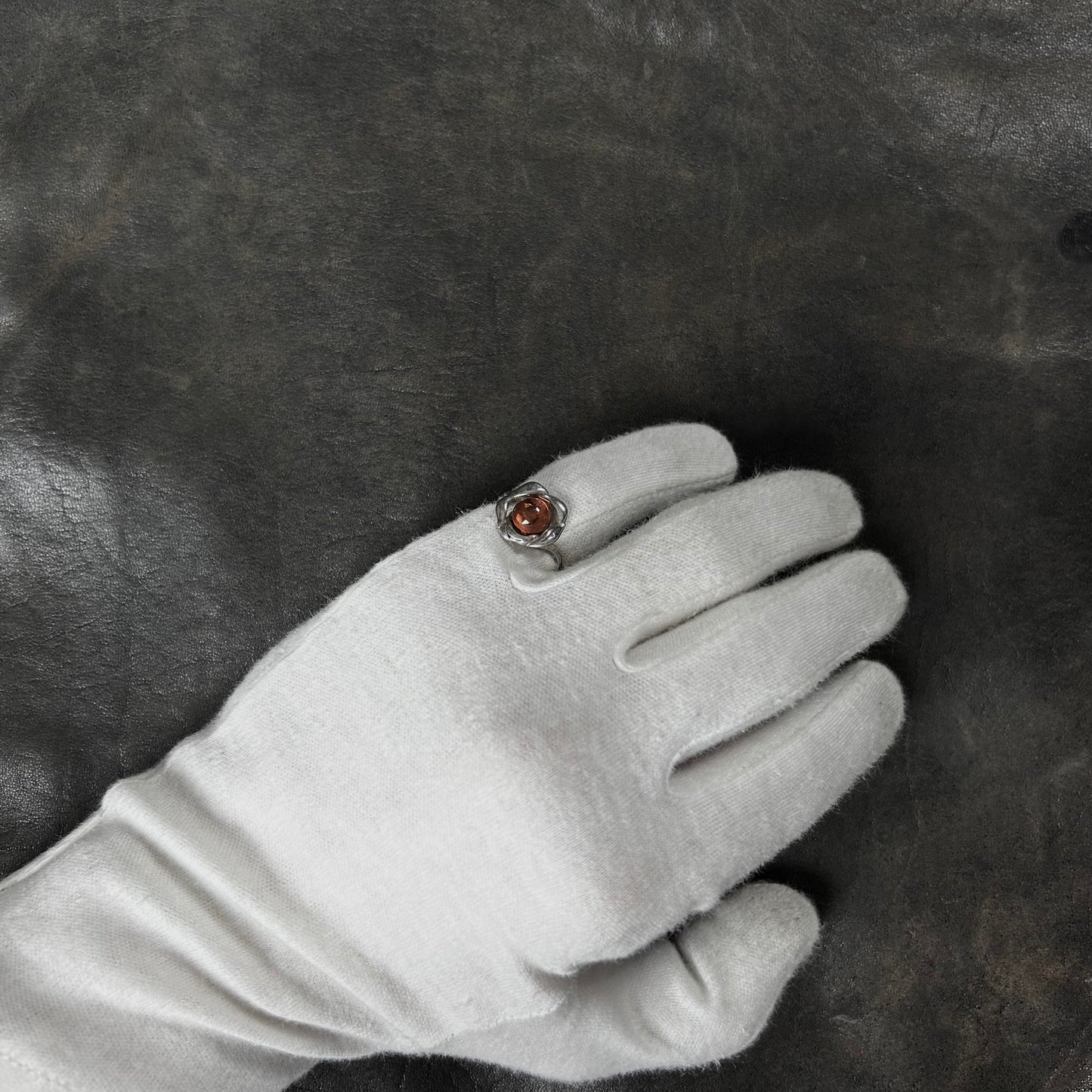 Circular Amber Stone Ring