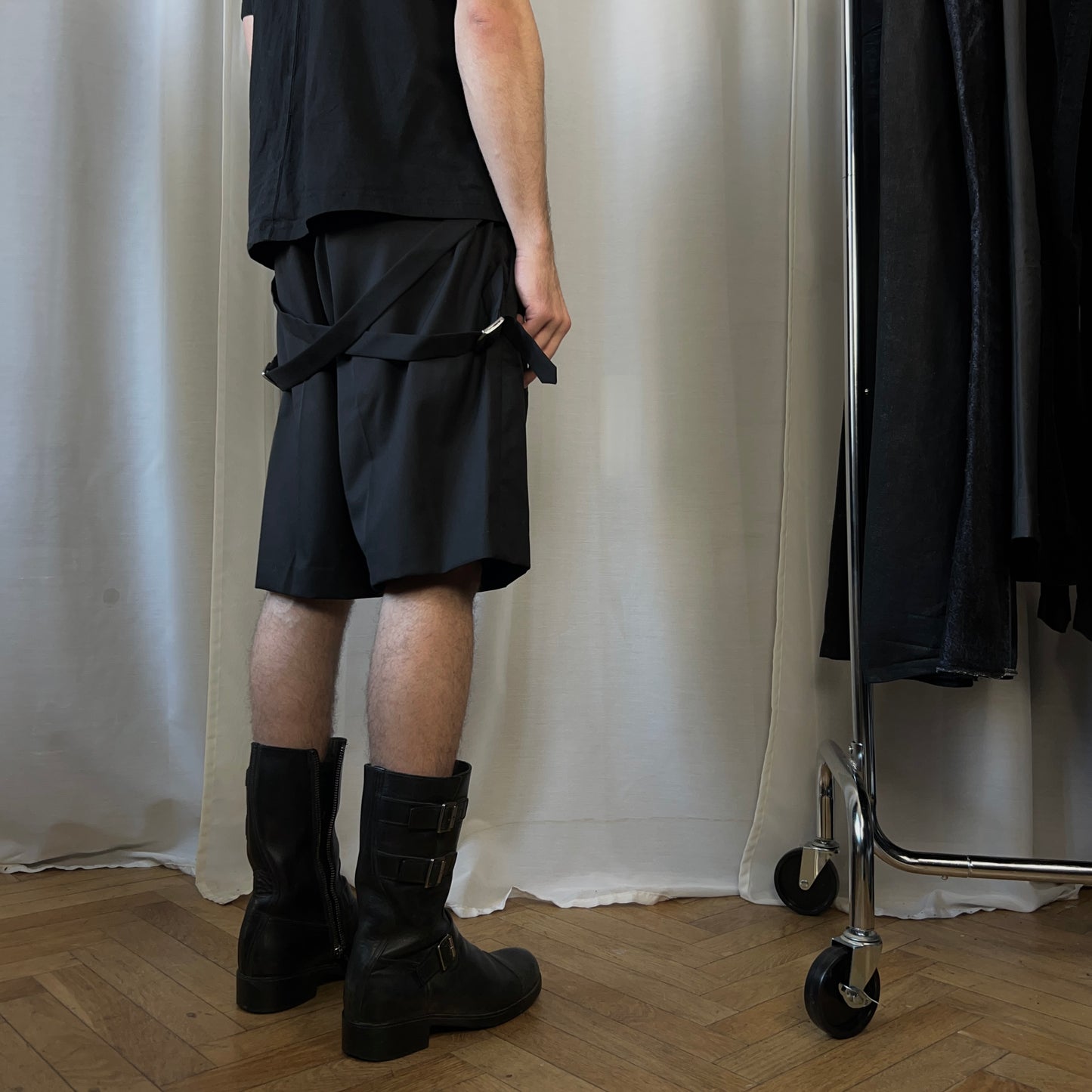 Helmut Lang Bondage Strap Gabardine Shorts - SS24