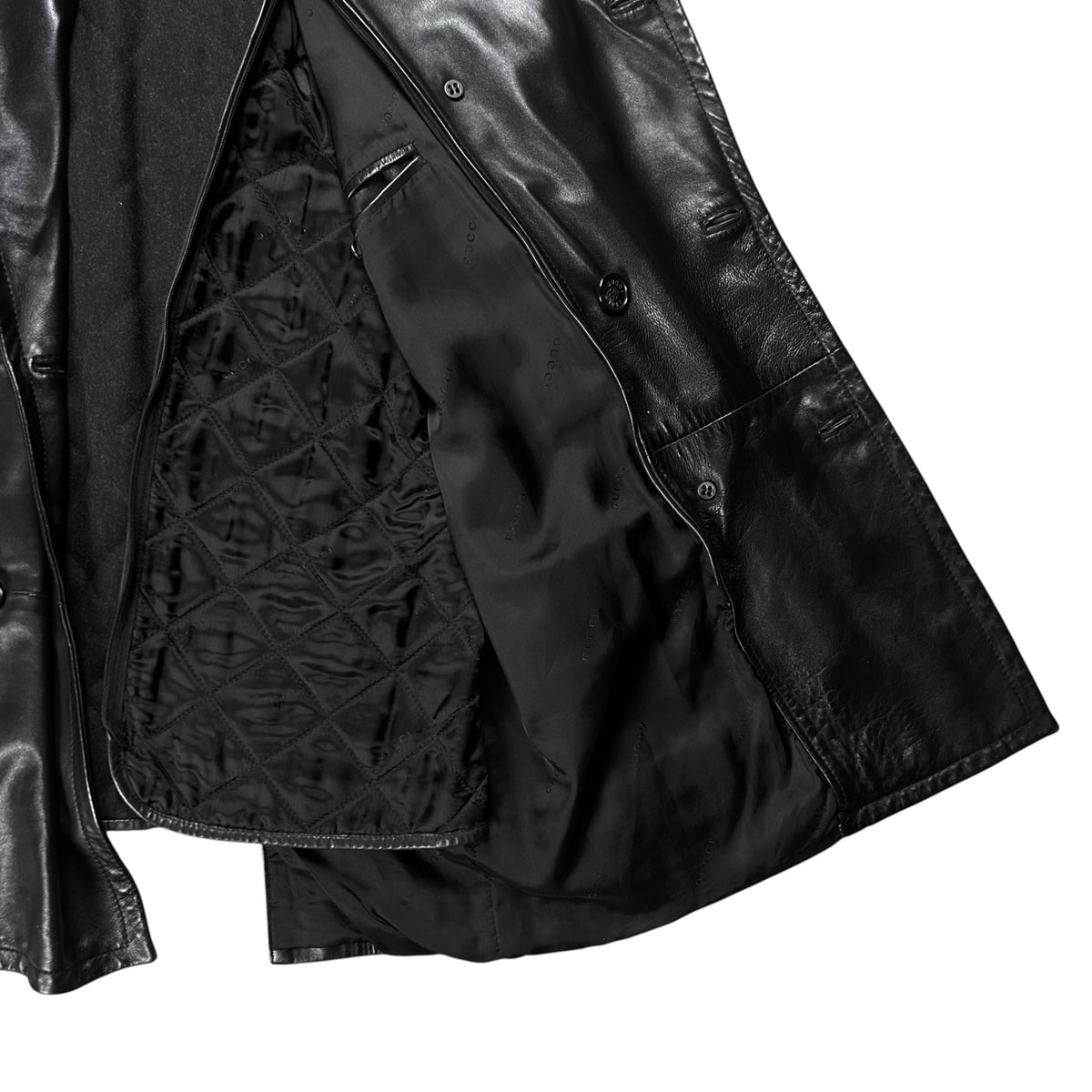 Gucci by Tom Ford Military Leather Peacoat - AW96