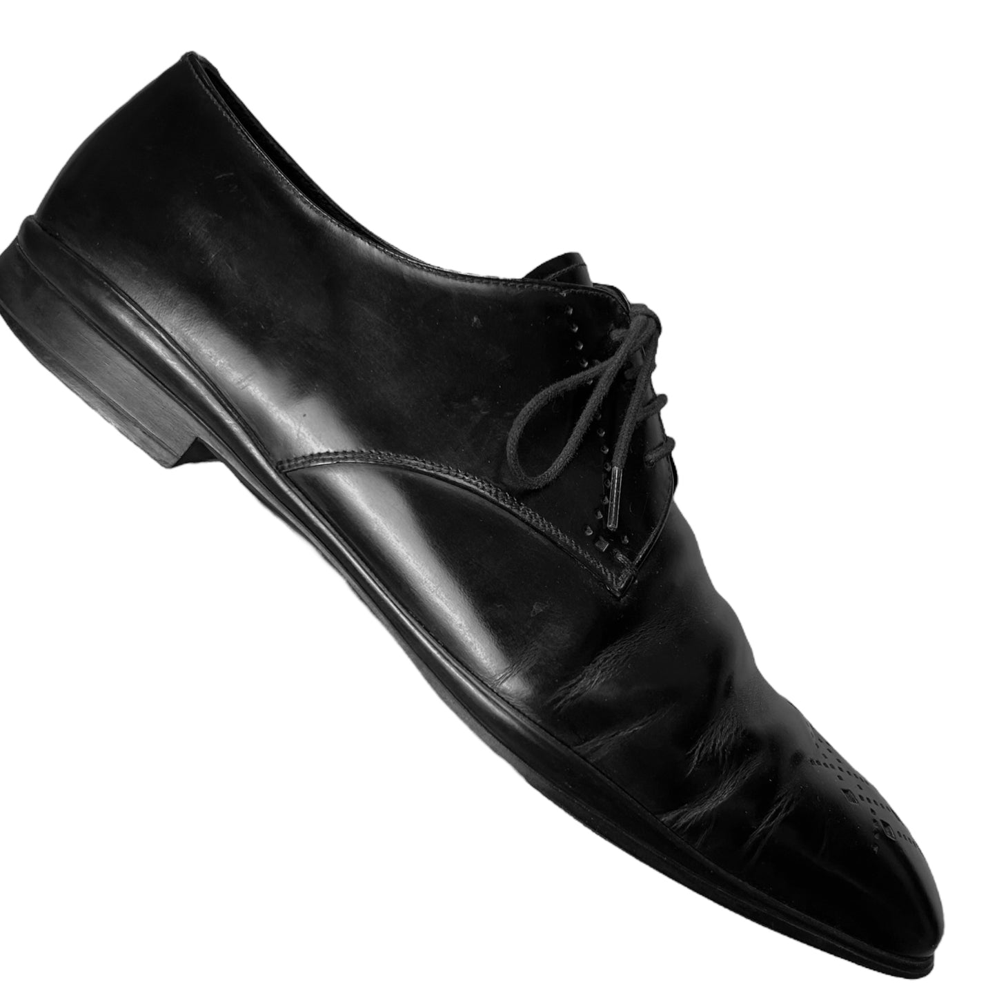 Prada Perforated Square Toe Derbies