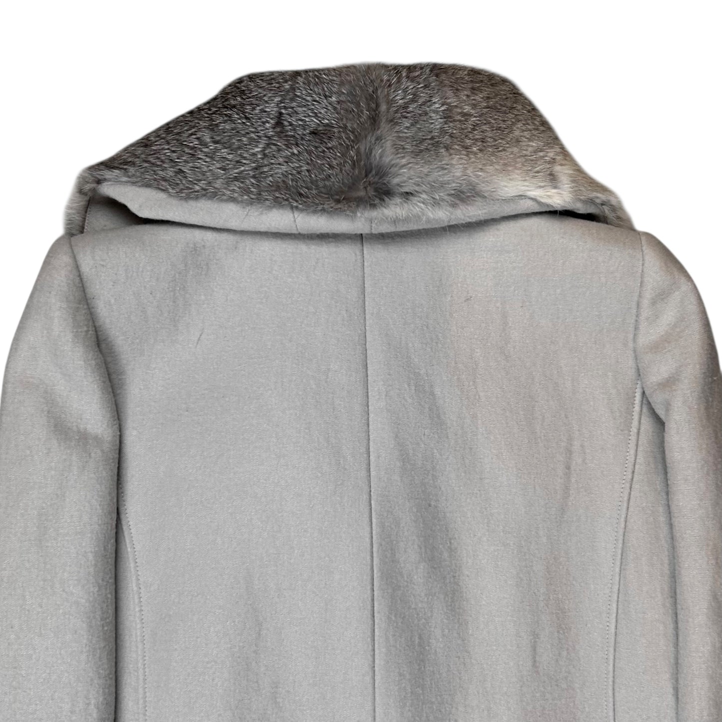 Helmut Lang Asymmetric Rabbit Fur Collar Coat - AW10