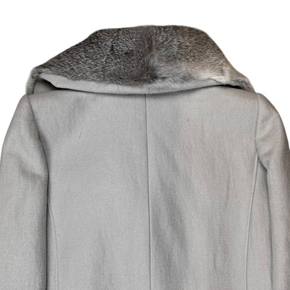 Helmut Lang Asymmetric Rabbit Fur Collar Coat - AW10