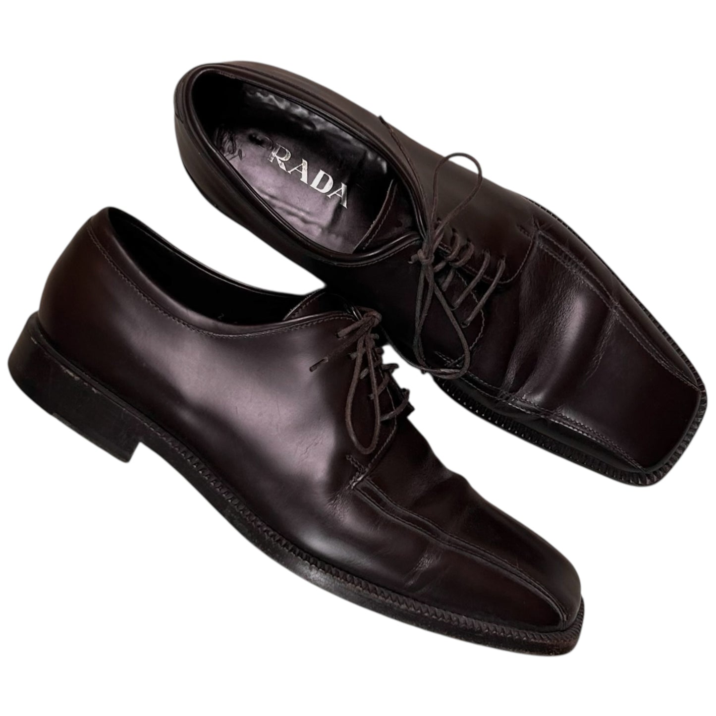 Prada Contrast Stitch Square Derbies