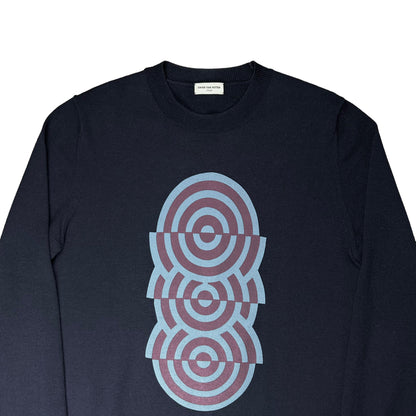 Dries Van Noten Optical Illsuion Print Wool Sweater