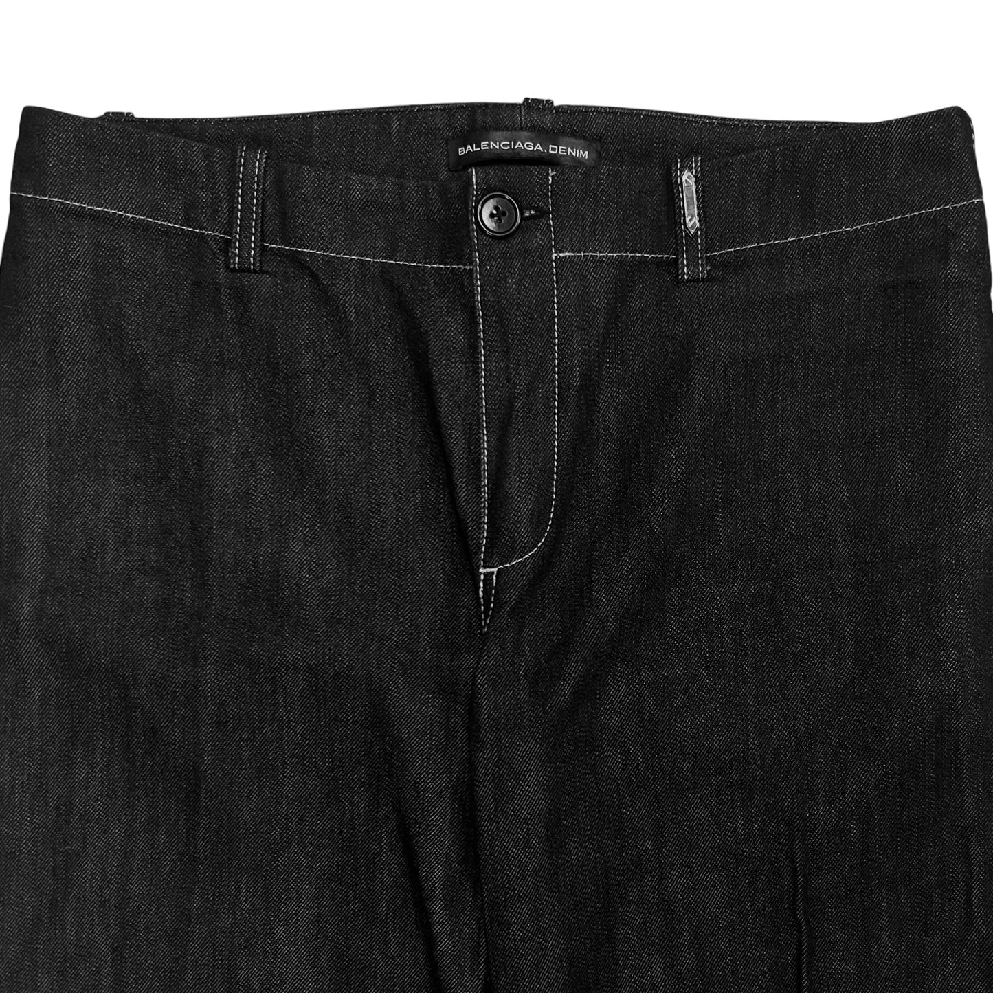 Balenciaga Flared Embellishment Raw Denim Pants - AW08