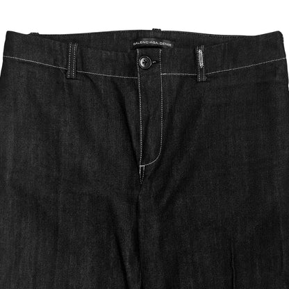 Balenciaga Flared Embellishment Raw Denim Pants - AW08