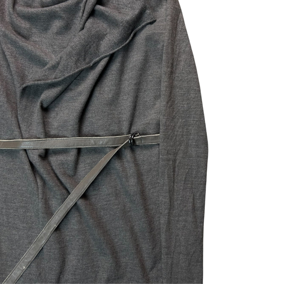 Helmut Lang Leather Belted Drape Cardigan - AW13