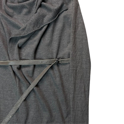 Helmut Lang Leather Belted Drape Cardigan - AW13