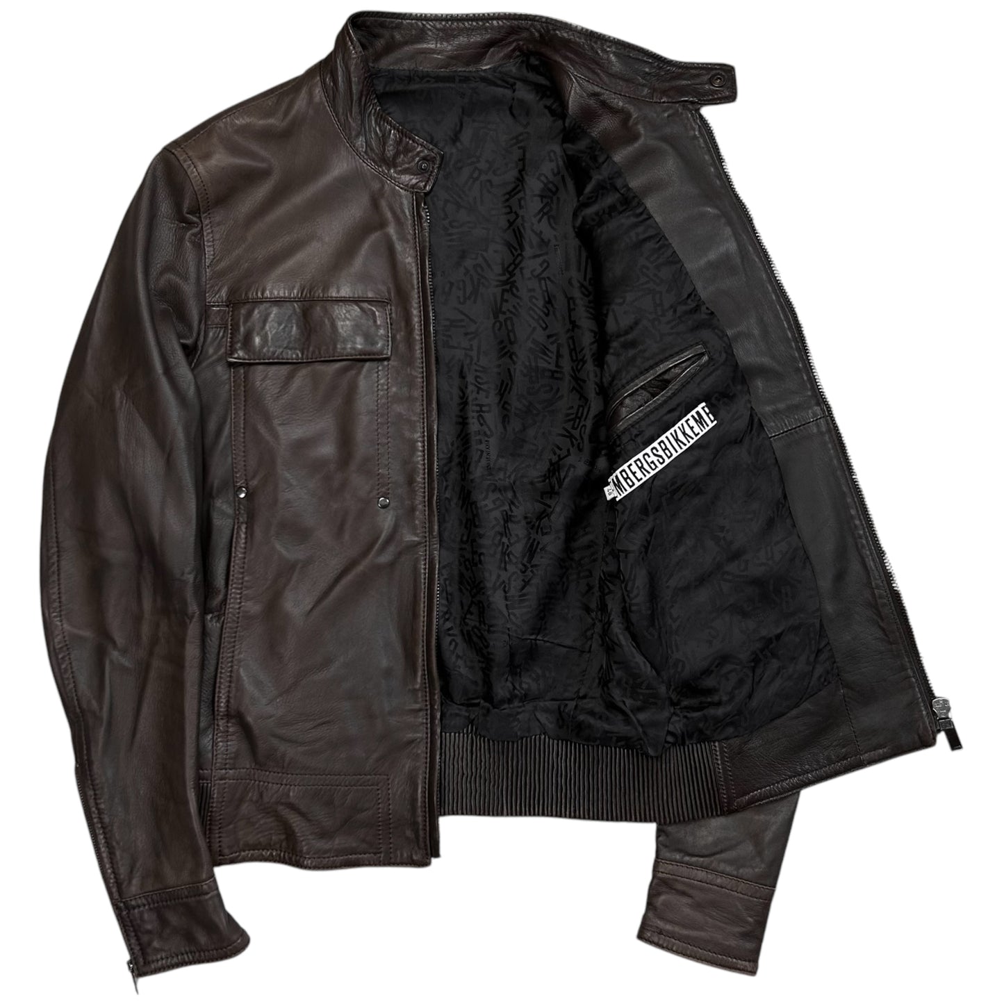 Dirk Bikkembergs Cargo Racer Bomber Leather Jacket