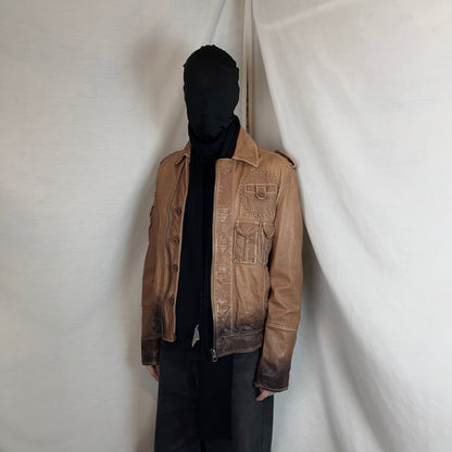 Dirk Bikkembergs Ombre Leather Military Flight Jacket - SS08