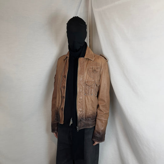 Dirk Bikkembergs Ombre Leather Military Flight Jacket - SS08