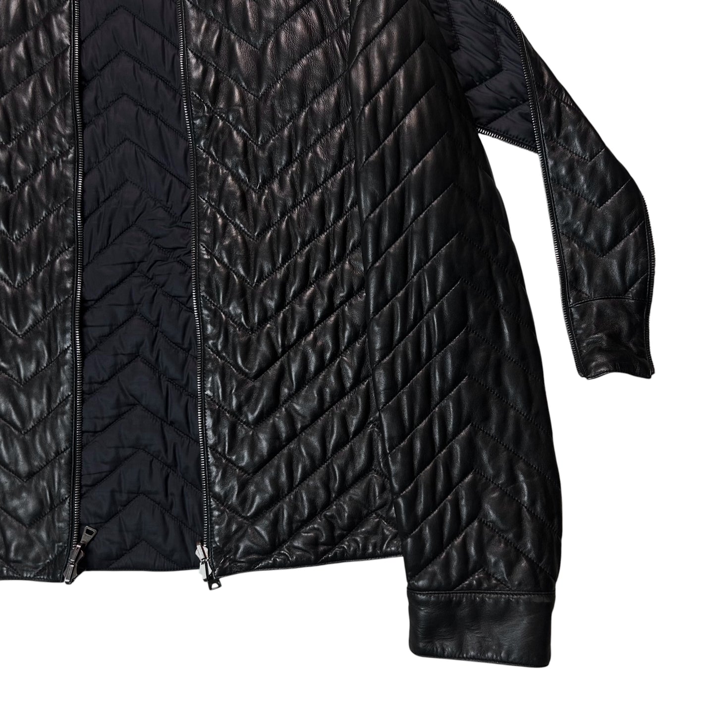Jil Sander by Raf Simons Quilted Dual Zip Leather Jacket - AW07