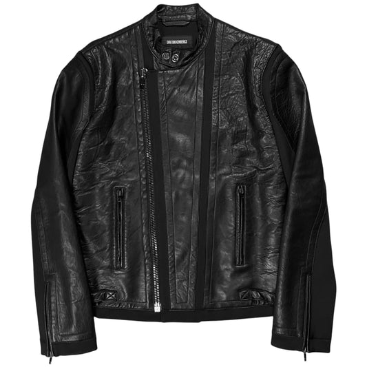 Dirk Bikkembergs Asymmetric Zip Moto Leather Jacket