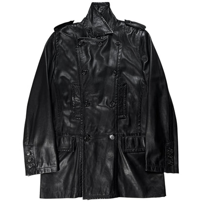 Gucci by Tom Ford Military Leather Peacoat - AW96