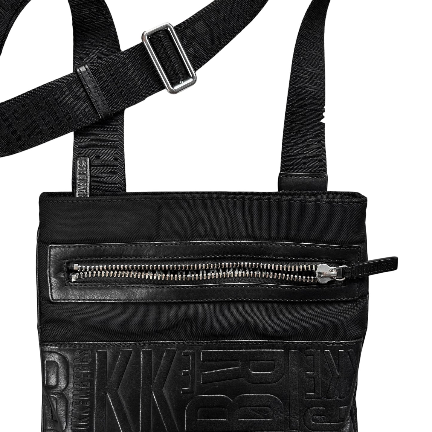 Dirk Bikkembergs Scattered Logo Leather Panel Sling Bag