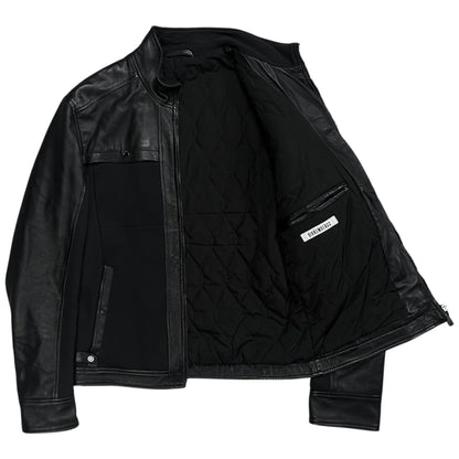 Dirk Bikkembergs Dual Fabric Moto Leather Jacket