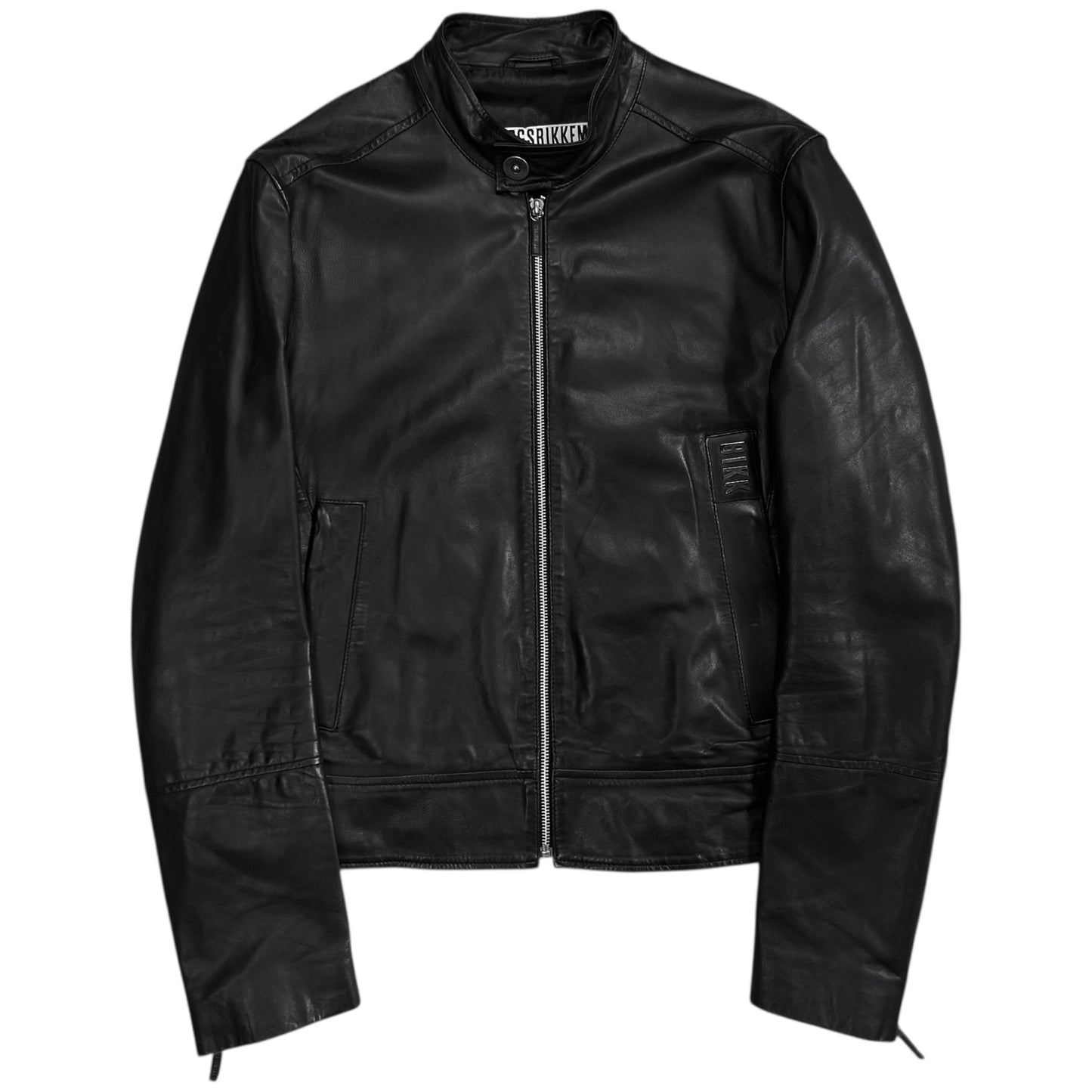 Dirk Bikkembergs Logo Patch Leather Cafe Jacket