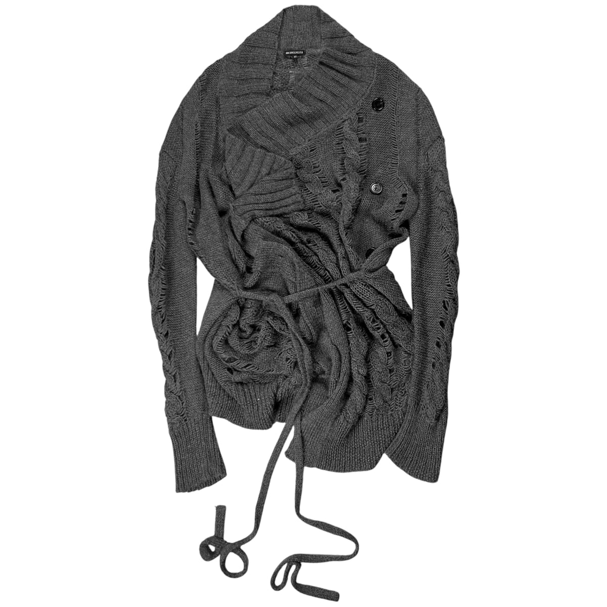Ann Demeulemeester Asymmetric Buttoned Strap Alpaca Knit Sweater - AW10