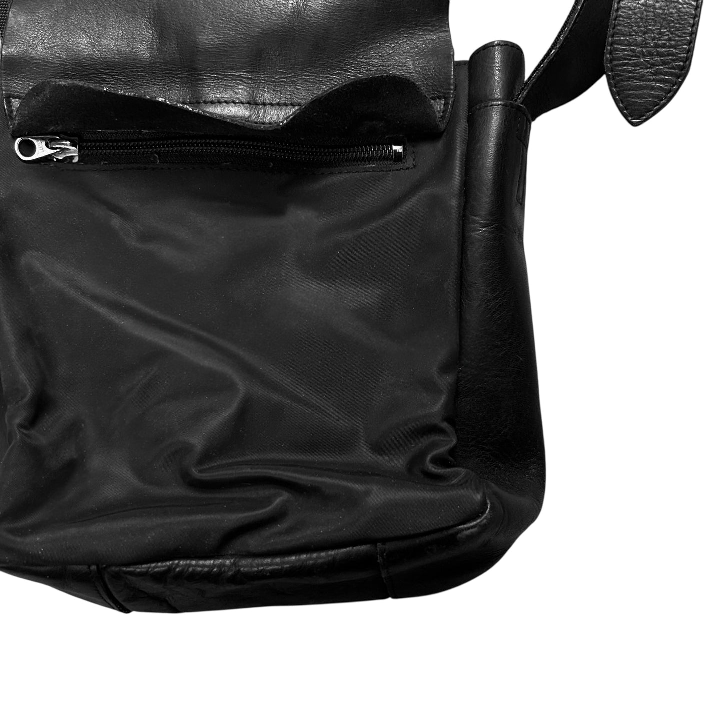 Y'Saccs Yohji Yamamoto Leather Flap Nylon Bag