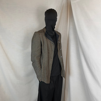 Dries Van Noten Contrast Fold Neck Linen Jacket - SS04