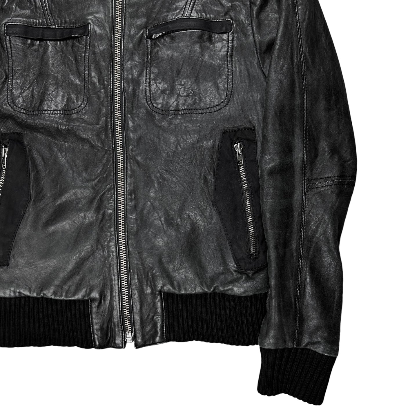 Dirk Bikkembergs Military Flight Leather Jacket