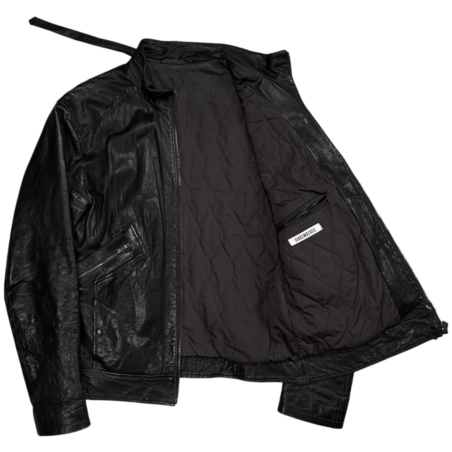 Dirk Bikkembergs Belted Collar Flight Leather Jacket