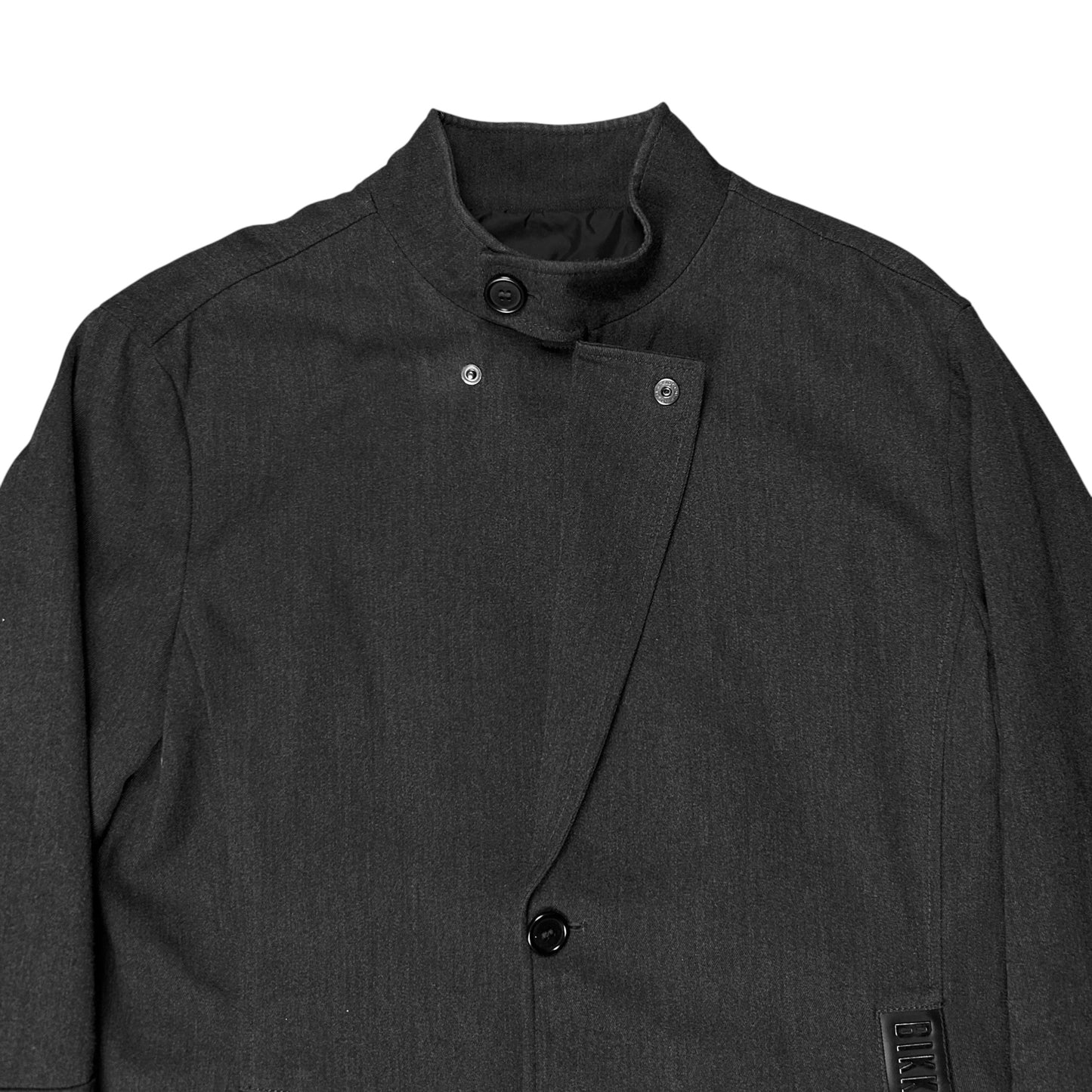 Dirk Bikkembergs Metal Leather Pocket Wool Coat