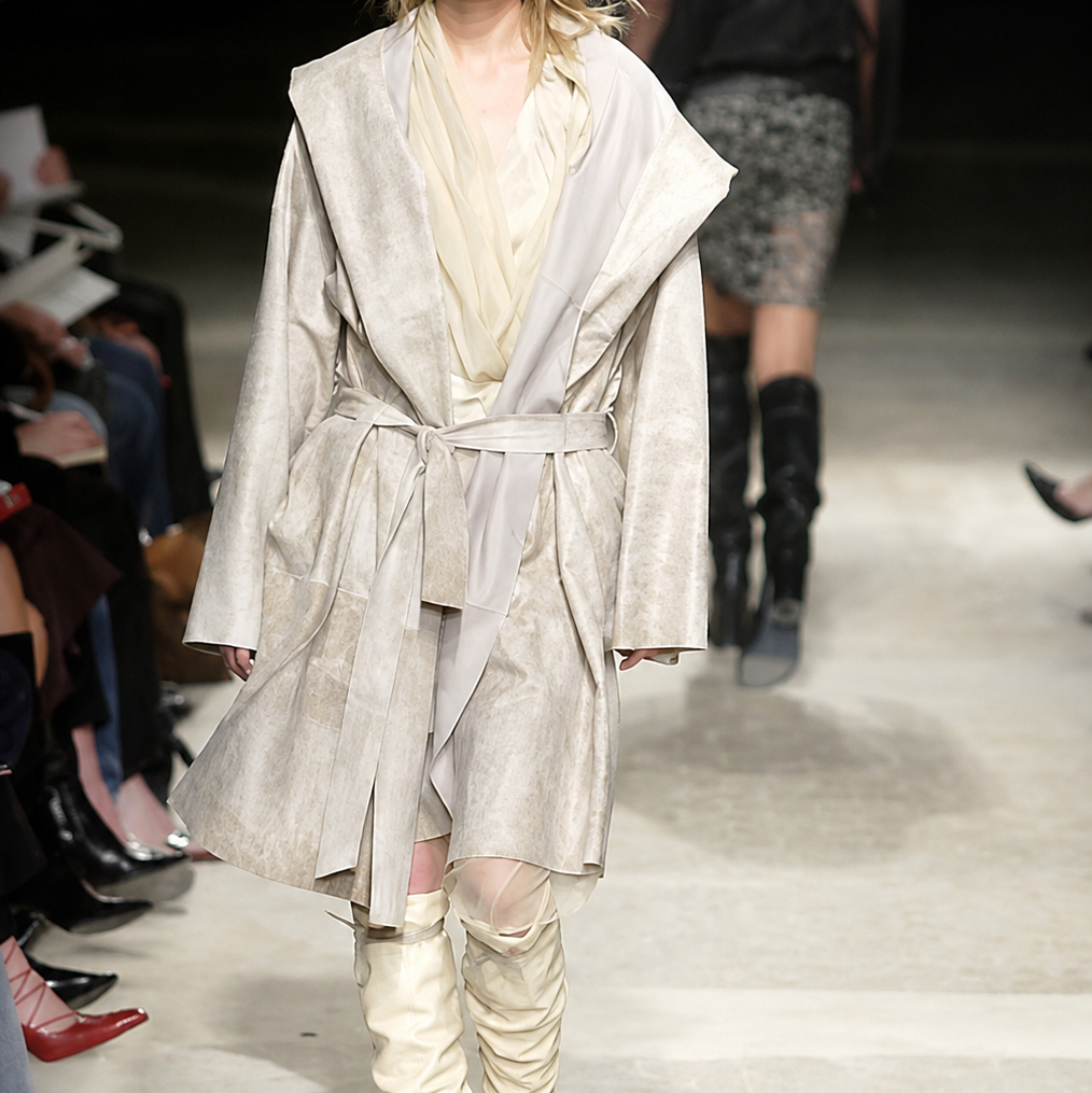 Ann Demeulemeester Belted Leather String Wool Coat - AW02