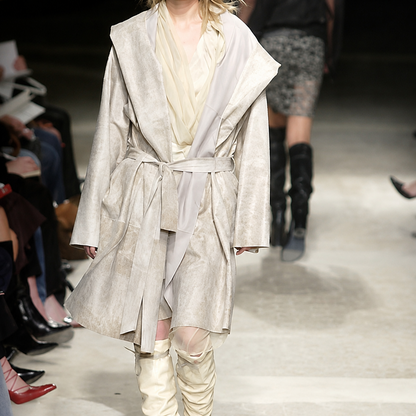 Ann Demeulemeester Belted Leather String Wool Coat - AW02