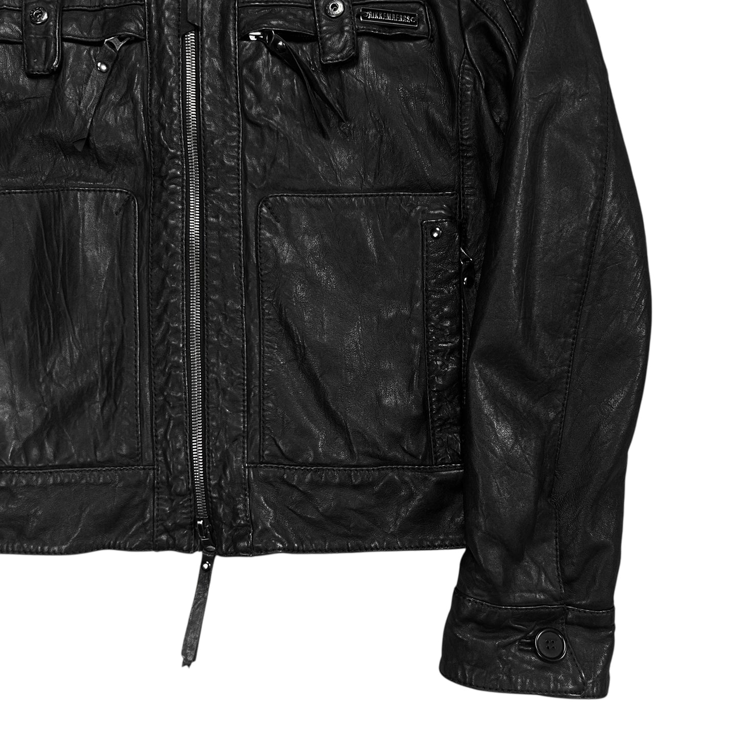 Dirk Bikkembergs Utility Strap Leather Bomber Jacket