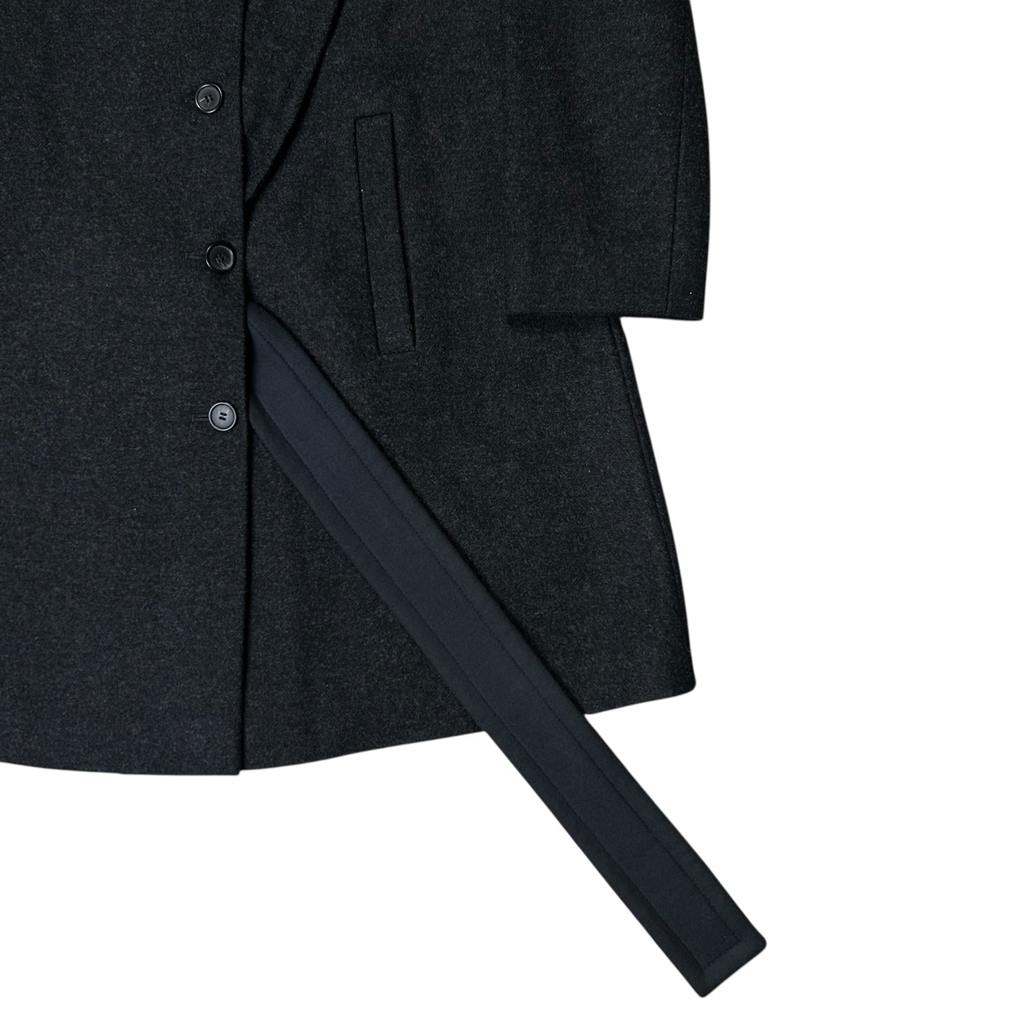 Jil Sander Belted Dual Fabric Wide Lapel Wool Coat