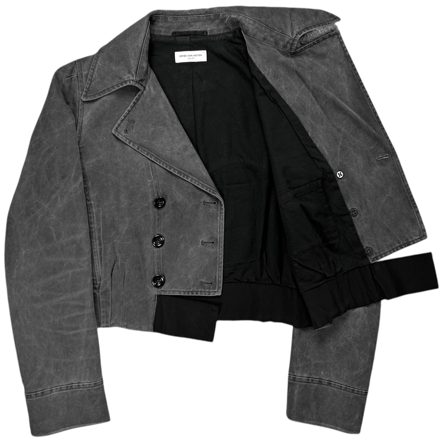 Dries Van Noten Deconstructed Cropped Double Breasted Jacket