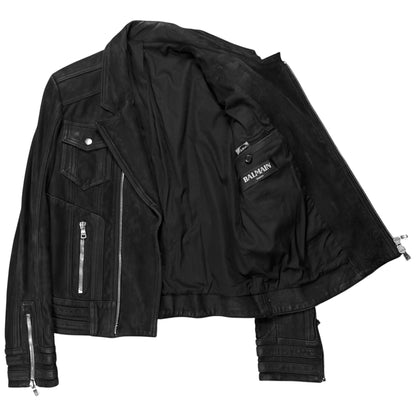 Balmain by Olivier Rousteing Multi Zip Suede Biker Jacket - SS18