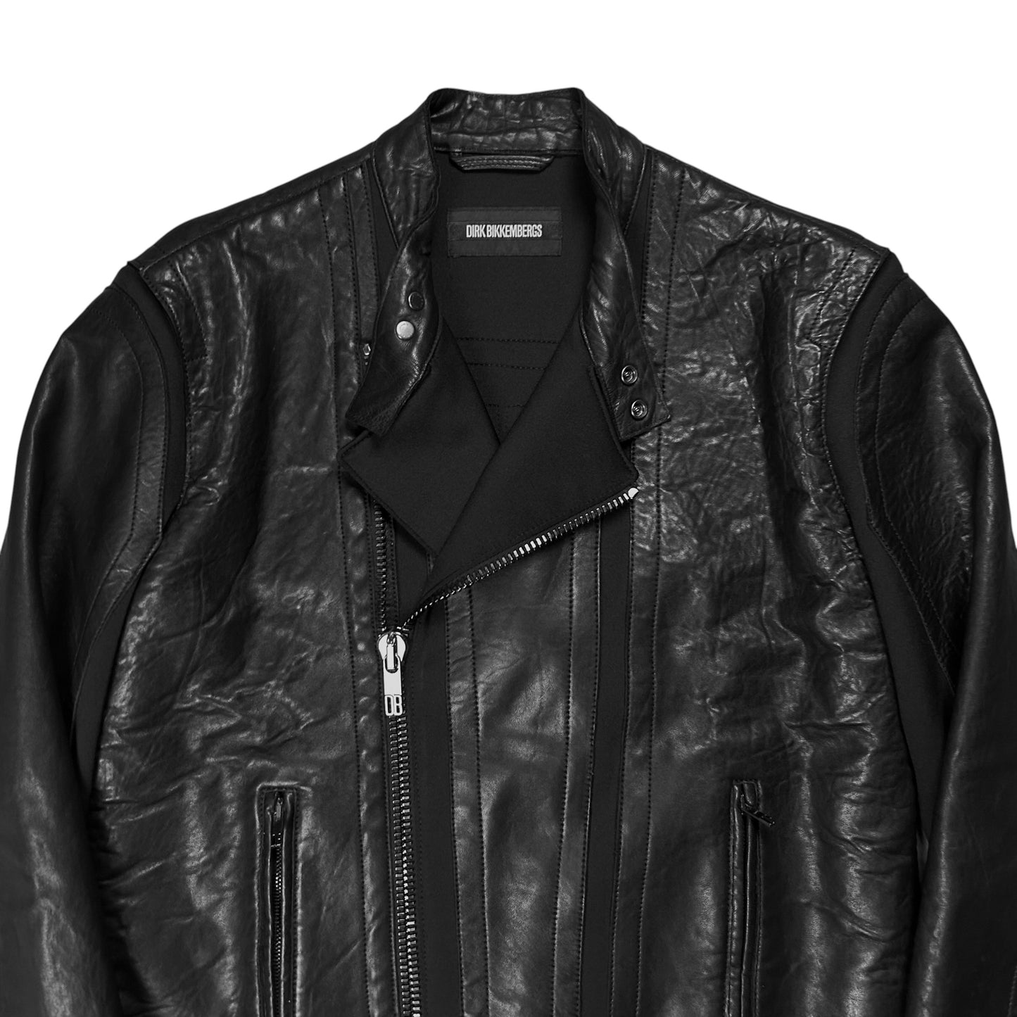 Dirk Bikkembergs Asymmetric Zip Moto Leather Jacket