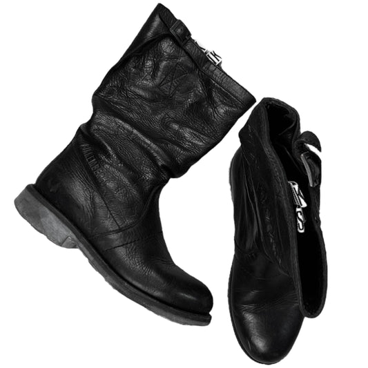 Dirk Bikkembergs Buckled Grain Leather Tall Boots