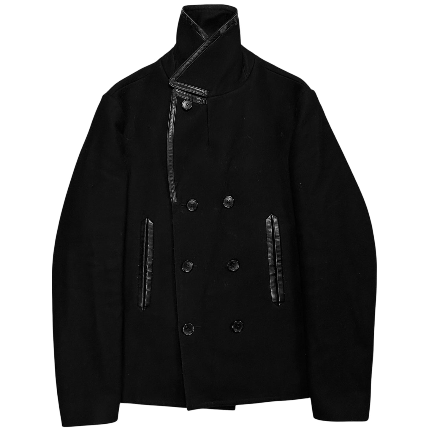 Balenciaga Leather Trimmed Caban Wool Jacket - AW15